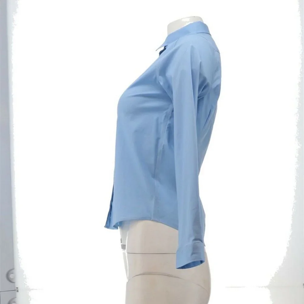 NWT LANDS' END UNIFORM BIG GIRL'S WOVEN BROADCLOTH TOP LIGHT SEA‎ BLUE 16